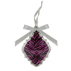5.5" Glittered Magenta Pink Zebra Print Teardrop Prism Christmas Ornament -Northlight Decor Store D491077S 2