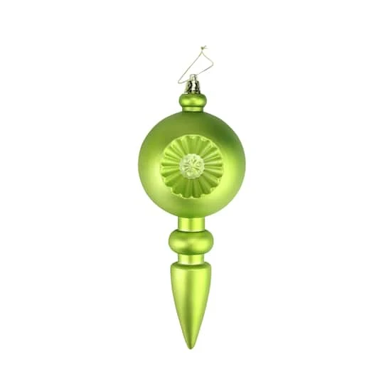 4ct. 7.5" Matte Green Kiwi Retro Reflector Shatterproof Christmas Finial Ornaments 2 4ct. 7.5" Matte Green Kiwi Retro Reflector Shatterproof Christmas Finial Ornaments - Image 2