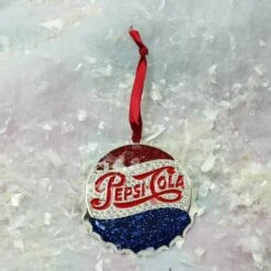 Northlight 3" Sequined & Glitter Blue & Red "PEPSI COLA" Bottle Cap Logo Christmas Ornament 8 Northlight 3" Sequined & Glitter Blue & Red "PEPSI COLA" Bottle Cap Logo Christmas Ornament -Northlight Decor Store D491086S 2