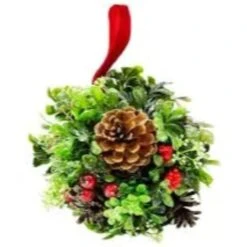 Northlight 7" Green & Red Glitter Berry Pine Cone Topiary Ball Ornament -Northlight Decor Store D491089S 3