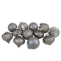 Northlight 12ct. 3" Neutral Tone Finial & Glass Ball Christmas Ornaments -Northlight Decor Store D491098S 11