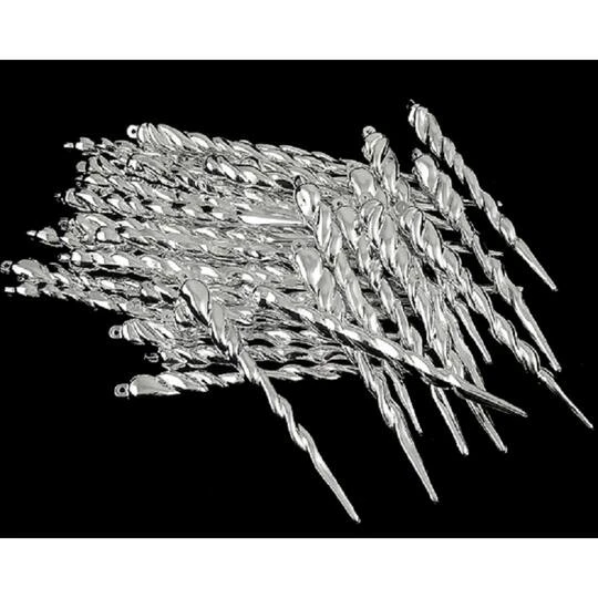 Northlight 36ct. 5" Shiny Silver Splendor Shatterproof Icicle Christmas Ornaments 2 Northlight 36ct. 5" Shiny Silver Splendor Shatterproof Icicle Christmas Ornaments - Image 2