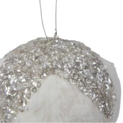 Northlight 4.25" White And Silver Faux Fur Ball Ornament -Northlight Decor Store D491130S 3