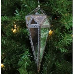 Northlight 10.5" Silver And Clear Mirrored Geometric Framed Drop Ornament -Northlight Decor Store D491134S 4