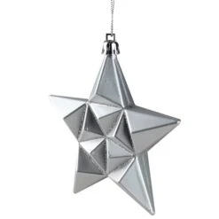 12ct. 5" Glitter & Matte Silver Splendor Shatterproof Star Christmas Ornaments -Northlight Decor Store D491165S 2