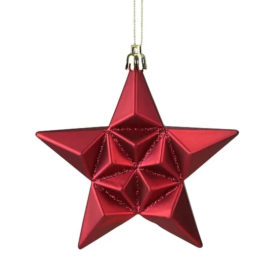 12ct. 5" Glitter Matte Red & Gold Star Shatterproof Christmas Ornaments 2 12ct. 5" Glitter Matte Red & Gold Star Shatterproof Christmas Ornaments - Image 2