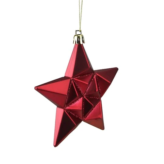 12ct. 5" Glitter Matte Red & Gold Star Shatterproof Christmas Ornaments 3 12ct. 5" Glitter Matte Red & Gold Star Shatterproof Christmas Ornaments - Image 3