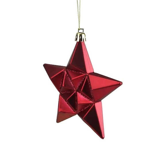 12ct. 5" Glitter Matte Red & Gold Star Shatterproof Christmas Ornaments 4 12ct. 5" Glitter Matte Red & Gold Star Shatterproof Christmas Ornaments - Image 4