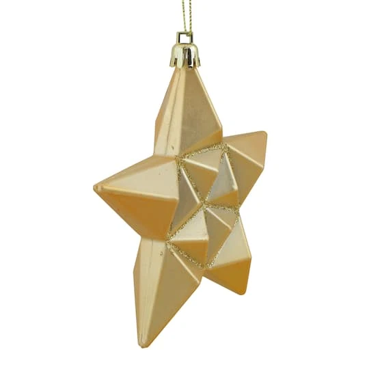 12ct. 5" Glitter & Matte Vegas Gold Shatterproof Christmas Star Ornaments 3 12ct. 5" Glitter & Matte Vegas Gold Shatterproof Christmas Star Ornaments - Image 3