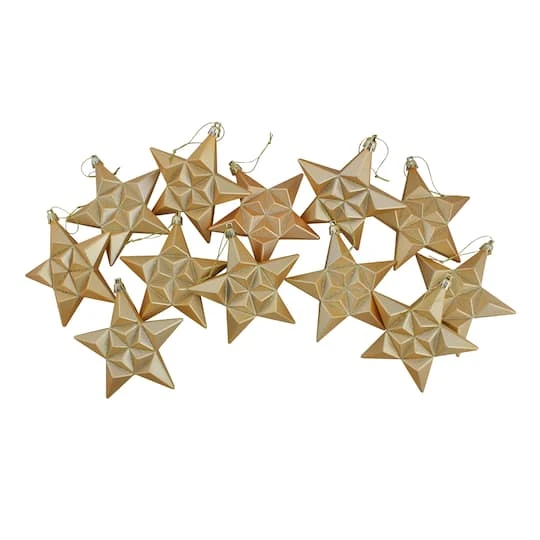 12ct. 5" Glitter & Matte Vegas Gold Shatterproof Christmas Star Ornaments 4 12ct. 5" Glitter & Matte Vegas Gold Shatterproof Christmas Star Ornaments - Image 4