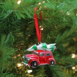 Northlight 3" Red & White Car With Tree Christmas Ornament -Northlight Decor Store D491168S 3