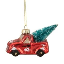 Northlight 4" Red Metallic Truck With A Sisal Tree Glass Christmas Ornament -Northlight Decor Store D491175S 11