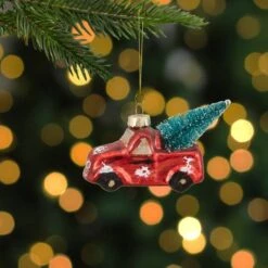 Northlight 4" Red Metallic Truck With A Sisal Tree Glass Christmas Ornament -Northlight Decor Store D491175S 12