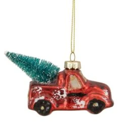 Northlight 4" Red Metallic Truck With A Sisal Tree Glass Christmas Ornament -Northlight Decor Store D491175S 14