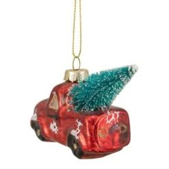 Northlight 4" Red Metallic Truck With A Sisal Tree Glass Christmas Ornament -Northlight Decor Store D491175S 4