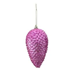 6ct. 6.5" Pink Shatterproof Glitter Pine Cone Christmas Ornaments