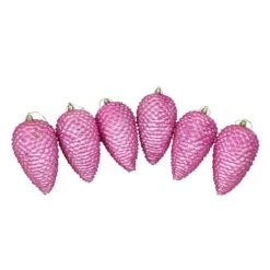 6ct. 6.5" Pink Shatterproof Glitter Pine Cone Christmas Ornaments 6 6ct. 6.5" Pink Shatterproof Glitter Pine Cone Christmas Ornaments -Northlight Decor Store D491186S 2