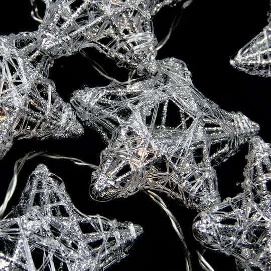 PENN 10ct. Clear LED Spun Glass Star Christmas String Lights 4 PENN 10ct. Clear LED Spun Glass Star Christmas String Lights - Image 4