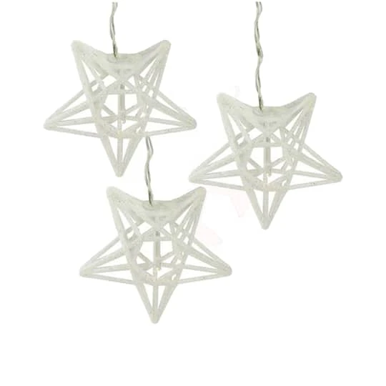 PENN 10ct. Clear LED Spun Glass Star Christmas String Lights 1 PENN 10ct. Clear LED Spun Glass Star Christmas String Lights
