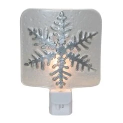 Northlight Silver Snowflake Glass Christmas Night Light