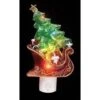 Roman 7.5" Green & Red Sleigh With Christmas Tree LED Night Light