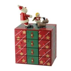 Northlight 10.5" Red & Green Elegant Advent Storage Calendar Box -Northlight Decor Store D491520S 2