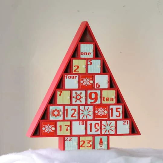 Northlight 14.5" Red Tree Shaped Christmas Advent Calendar Decoration 3 Northlight 14.5" Red Tree Shaped Christmas Advent Calendar Decoration - Image 3