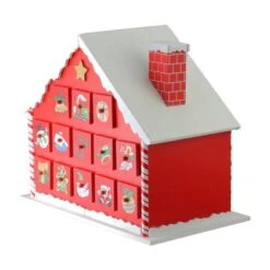 Northlight 10.25" Red & White Advent House With Chimney Storage Box -Northlight Decor Store D491523S 3