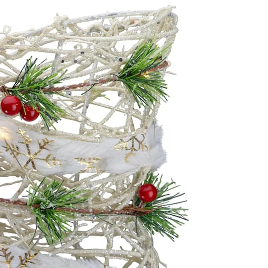 Northlight 20" White Rattan Berry & Pinecone Christmas Bow 4 Northlight 20" White Rattan Berry & Pinecone Christmas Bow - Image 4