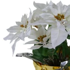 Northlight 17" Potted White Poinsettia Christmas Arrangement -Northlight Decor Store D491554S 2