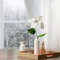 Northlight White & Gold Christmas Poinsettia Stem -Northlight Decor Store D491557S 2