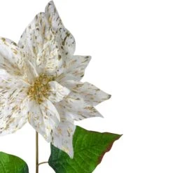 Northlight White & Gold Christmas Poinsettia Stem -Northlight Decor Store D491557S 3