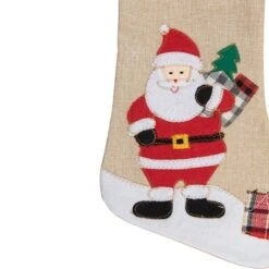Northlight 19" Beige & Red Burlap Santa Christmas Stocking -Northlight Decor Store D491606S 3