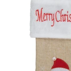 Northlight 19" Beige & Red Burlap Santa Christmas Stocking -Northlight Decor Store D491606S 4