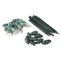 Northlight Mighty Light Clear C9 Christmas Pathway Marker Set, Green Wire -Northlight Decor Store D491617S 3