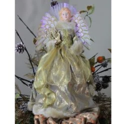 Northlight 16" Gold & Brown Lighted Angel In Gown With Harp Tree Topper 7 Northlight 16" Gold & Brown Lighted Angel In Gown With Harp Tree Topper -Northlight Decor Store D491630S 3