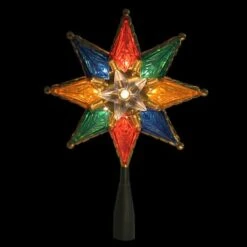 Northlight 8" Lighted Multi Color 8-Point Star Tree Topper -Northlight Decor Store D491632S 2