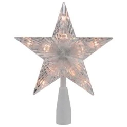 Northlight 7.5" Clear & White 5-Point Star Tree Topper -Northlight Decor Store D491633S 11