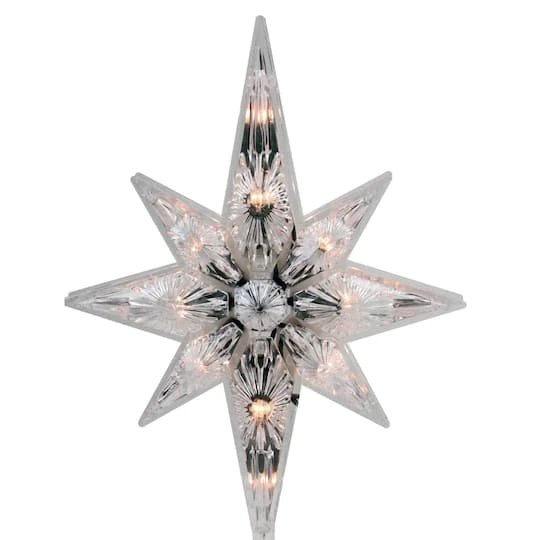 Northlight 10" White Lighted Faceted Star Of Bethlehem Tree Topper 4 Northlight 10" White Lighted Faceted Star Of Bethlehem Tree Topper - Image 4