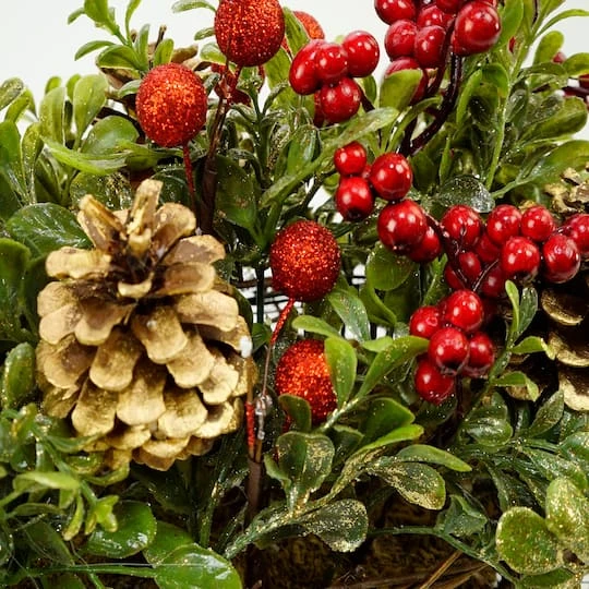 Northlight 12" Red & Green Pine Cones & Berries Tabletop Decoration 3 Northlight 12" Red & Green Pine Cones & Berries Tabletop Decoration - Image 3