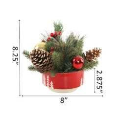 Christmas Mix In 6" Ceramic Reverse Tree Pot -Northlight Decor Store D511154S 2