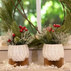 Christmas Mix In 4" Ceramic Cupcake On Stand Set 7 Christmas Mix In 4" Ceramic Cupcake On Stand Set -Northlight Decor Store D511161S 3