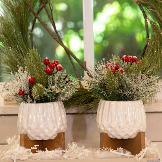 Christmas Mix In 4" Ceramic Cupcake On Stand Set 4 Christmas Mix In 4" Ceramic Cupcake On Stand Set - Image 4