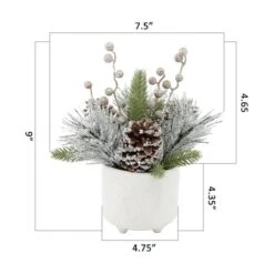 Christmas Mix In Ceramic Joy Wreath Footed Pot -Northlight Decor Store D511164S 2