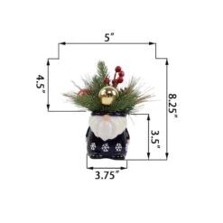 Christmas Mix In 8" Gnome Ceramic Pot -Northlight Decor Store D511166S 2