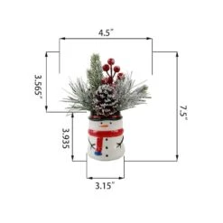 Christmas Mix In 8" Snowman Ceramic Pot -Northlight Decor Store D511168S 2