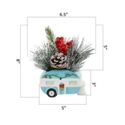 Christmas Mix In 8" Blue Ceramic Camper -Northlight Decor Store D511170S 2