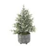 18.5" Unlit Frosted Artificial Christmas Tree In Snowflake Ceramic Footed Pot