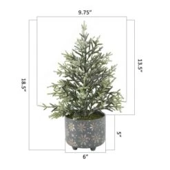 18.5" Unlit Frosted Artificial Christmas Tree In Snowflake Ceramic Footed Pot -Northlight Decor Store D511173S 2
