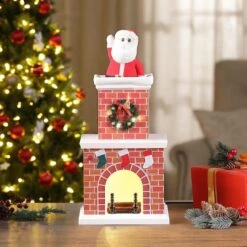 18" LED Animated Santa No.2 In Chimney -Northlight Decor Store D511928S 2